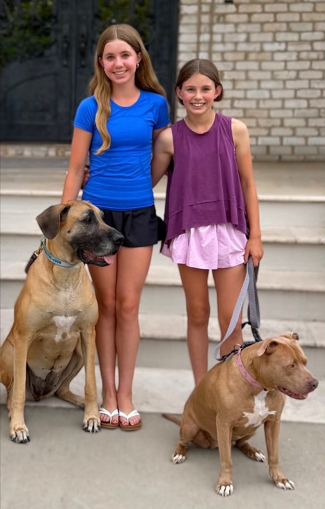 Lillian & Serena Ketner. With Nala and Roxy